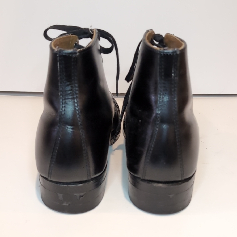 Vintage Bilrite Black Leather Cap-Toe Lace-Up Military Combat Boots - Picture 4 of 13